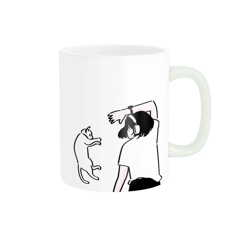 ماگ سرامیکی طرح دخترانه و گربه کیوت و فانتزی کد655